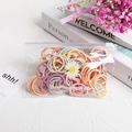 Colorful telephone wire hair ties for girls in a floral daisy zipper pouch set - 3cm Ribbed Spring Colors