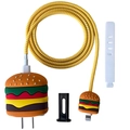 Creative hamburger-style silicone protective cover set for 20W charger and data cable - Hamburger / Five-Piece Set