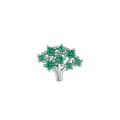 S925 sterling silver tree stud earrings with green cubic zirconia inlay - Green Tree Style - Silver Base (RHE955S)