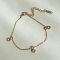 Elegant 18k gold plated bracelet featuring three double zircon crystals on a fine chain - 15+5cm Bracelet