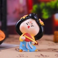 Cute resin ancient Chinese lady figurine playing pipa in blue dress decoration - 1229-1 Light Blue Skirt