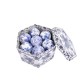 Blue and white porcelain style Christmas ball ornaments set in a hexagonal gift box - Dark Color Style