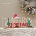Decoración navideña de madera con letras caladas y detalles de árboles festivos - Adorno XMAS Estilo B