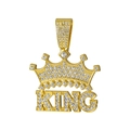 Colgante corona KING hip hop chapado en oro con diamantes brillantes y cadena cubana - Solo colgante dorado