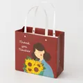 Rote Cartoon Lehrertag Geschenktüte mit Dankeschön-Text und weißen Henkeln - Größe M / Rot