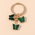 Llavero de mariposa acrílica verde con anillo dorado para bolsos y mochilas - Verde Oscuro (YZ172shenlv)