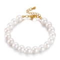 Minimalistisches Süßwasserperlen-Armband mit verstellbarer Goldkette und Karabiner - 8mm Perlen-Stil (KB155291-Z)
