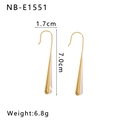 Detailed size chart for golden teardrop earrings showing 7.0cm height and 1.7cm width - Long Water Drop Style (NB-E1551)
