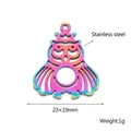 Rainbow hollow owl pendant in stainless steel with crown detail, 23x19mm size - Multicolor (KLJ3029-Z)