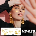 Metallic gold musical note face tattoo stickers for music festivals, model VB-026 - Musical Symbols (VB-026)