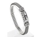 Retro Gothic Totenkopf Armband aus Titanstahl mit oxidiertem Vintage Silber Finish - Totenkopf Muster (KB154964-KJX)