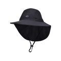 Black wide brim sun hat with neck flap and quick-dry fabric for outdoor fishing - Black