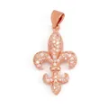Small size rose gold fleur-de-lis charm with micro-pave zircons and clasp hook - Fleur-de-lis - Small / Rose Gold