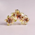 Matte gold floral shark hair claw clip with rainbow iridescent finish for women - 6# Gradient Pearlescent Gold Plumeria