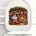 Christmas mouse in stocking wall decal, removable festive home decor, 27.5x27cm size - Hamster Christmas Style 02