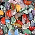 Mix of colorful carved crescent moon stone pendants with silver metal bails for necklaces - Random Mixed Colors (1PC)