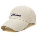 Gorra de béisbol crema transpirable con bordado naranja y orificios de ventilación - Ajustable / Beige Claro