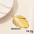Minimalist 304 stainless steel leaf pendant necklace in golden finish with dimensions - S1282-Gold Color