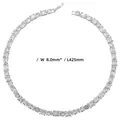 Silver-toned 8.0mm wide necklace featuring mixed geometric zircons and lobster clasp - Silver White Zirconia Necklace