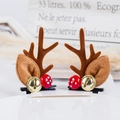 Christmas deer antler hair clips with cute red mushrooms and golden bells set for girls - 41# Brown Antler Clip with Mushroom
