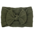 Army green cable knit baby headband with soft oversized bow for infants and toddlers - Army Green