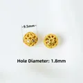 Detail of 9.5mm gold-plated beads with cubic zirconia and 1.8mm hole diameter - Style 05 Hollow Ball-Aperture 1.8mm