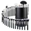 Professionelles 32-teiliges Make-up-Pinsel-Set mit schwarzen Griffen und Leder-Aufbewahrungsbox - 40-teiliges Set Mit Eimer