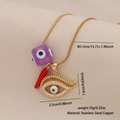 Gouden ketting met boze oog, paarse kraal en rode peper hanger aan een slangenketting - Paars Evil Eye Chili & Gouden Oog (3#Paars)
