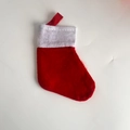 Mini calcetín navideño de fieltro rojo y blanco con lazo para colgar decorativo - Rojo Clásico