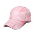 Berretto da baseball in cotone tie-dye rosa e bianco con visiera curva a 6 pannelli - Rosa