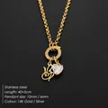 Dainty stainless steel necklace featuring a sparkling heart crystal and artistic letter charm - Letter B(XNL0085) / Gold