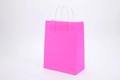 Single pink kraft paper gift bag featuring white twisted paper handles on white background - Medium Vertical 21*11*27cm / Rose Red