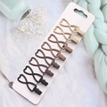 Set of 8 matte gradient brown hollow bow duckbill hair clips on display card - 6#-Bowknot (8Pcs)