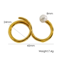 Anello doppio in oro 14K con perla bianca in un design a spirale minimalista moderno - Perla di conchiglia / Bianco