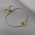 Adjustable golden stainless steel slider bracelet with tropical palm tree hollow pendant - Gold Palm Tree