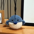 Cute blue and white plush penguin keychain made of soft sherpa fabric with hanging strap - Blue Pufferfish