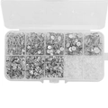 Kit de pendientes DIY con postes planos cierres de mariposa y tapones de silicona - Color Plata en Caja