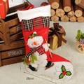 Chaussette de Noël en velours rouge avec peluche bonhomme de neige, hauteur 48cm - B3644 Style Bonhomme de Neige