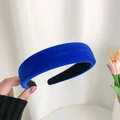 Classic Klein blue velvet headband for women with a thick vintage padded design - 3cm / Klein Blue