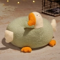 Green sherpa white goose floor cushion with cute cartoon plush wings and orange webbed feet - Green