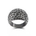Anillo ancho retro de acero inoxidable 316L con textura martillada y acabado negro - US 7 / Negro Mate