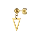 Golden stainless steel stud earrings with hollow inverted triangle dangle on white background - Inverted Triangle Style (No. 15) / Gold