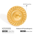 Polished 18K gold plated stainless steel round brooch with spiral texture design - Spiral Radiant Disk
