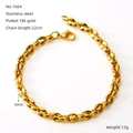 Bracelet en acier inoxydable plaqué or 18 carats avec maillons grains de café et fermoir homard - Style Maillon Olive (ZYG1664)