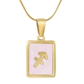 18K gold plated stainless steel Sagittarius zodiac necklace with pink shell inlay - Sagittarius / Pink Mother of Pearl