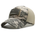 Tactical beige digital camouflage baseball cap with US flag patch and breathable mesh back - Digital Grey