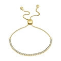 Adjustable S925 sterling silver tennis bracelet with sparkling white zircons in gold finish - 2MM Tennis Chain/Slide Adjustable/White Zircon/14K Gold Plated