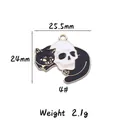 Halloween cat and skull pendant in black and white enamel, 25.5x24mm size, weight 2.1g - 4# Cat Lying on Skull