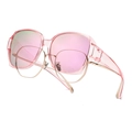 Pink oversized fit-over polarized sunglasses for women over prescription glasses - Transparent Pink Frame Pink Coated Lens