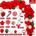 200pcs Christmas balloon arch kit with red, green and white latex balloons for party decor - Mixed Candy Style